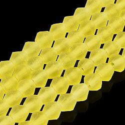 Imitate Austrian Crystal Frosted Glass Beads Strands, Grade AA, Faceted, Bicone, Yellow, 2.9~3.3x2.5mm, Hole: 0.7mm, about 145~150pcs/strand, 16.34~16.54 inch(41.5~42cm)(EGLA-A039-T2mm-MD21)