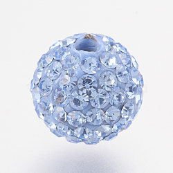 Czech Rhinestone Beads, PP8(1.4~1.5mm), Pave Disco Ball Beads, Polymer Clay, Round, 211_Light Sapphire, 6mm, Hole: 1.5mm, 45~50pcs rhinestones/ball(RB-F022-PP8-6mm-TB13)