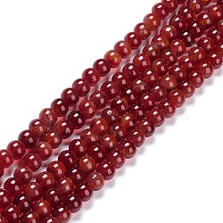 Glass Round Beads Strands, Imitation Stones, Round, Dark Red, 8~8.5x8mm, Hole: 1mm, about 46~52pcs/strand, 14.17''~15.35''(36~39cm)(GLAA-M044-01I)