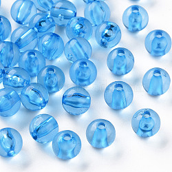 Transparent Acrylic Beads, Round, Deep Sky Blue, 8x7mm, Hole: 2mm(X-MACR-S370-A8mm-759)