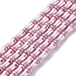 Electroplate Glass Beads Strands, Bamboo, Pink, 8x4.5mm, Hole: 0.8mm, about 50pcs/strand, 15.75''(40cm)(EGLA-Q128-13E)