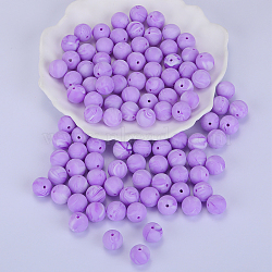 Round Silicone Focal Beads, Chewing Beads For Teethers, DIY Nursing Necklaces Making, Violet, 15mm, Hole: 2mm(SI-JX0046A-68)