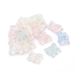 Transparent Frosted Acrylic Beads, AB Color Plated, Butterfly, Mixed Color, 11x14.5x5mm, Hole: 1.8mm(X-OACR-P013-42M)