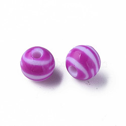 Opaque Striped Acrylic Beads, Round, Medium Orchid, 10mm, Hole: 2mm,  about 940pcs/500g.(MACR-S373-27D-02)