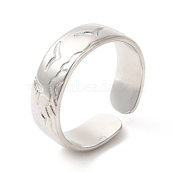 Non-Tarnish 304 Stainless Steel Common Gull Open Cuff Ring for Women, Stainless Steel Color, US Size 7(17.3mm)(RJEW-E063-14P)