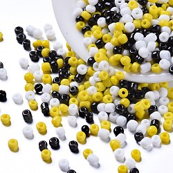 6500Pcs 300G 3 Colors Glass Seed Beads, Opaque Colours Seed, Small Craft Beads for DIY Jewelry Making, Round, Yellow, 8/0, 3mm, Hole: 1mm, 100g/color(SEED-LS0001-02)