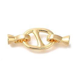 Brass Fold Over Clasps, Oval, Real 18K Gold Plated, 39mm, Oval: 17x11.5x1.7mm, Clasp: 11.5x6.5x6.5mm(KK-K389-023G)