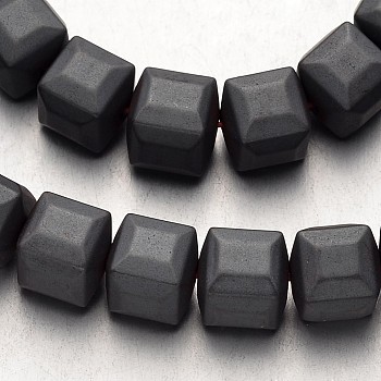 Non-magnetic Synthetic Hematite Bead Strands, Frosted, Cube, Original Color, 8x8x8mm, Hole: 1mm, about 51pcs/strand, 15.7 inch