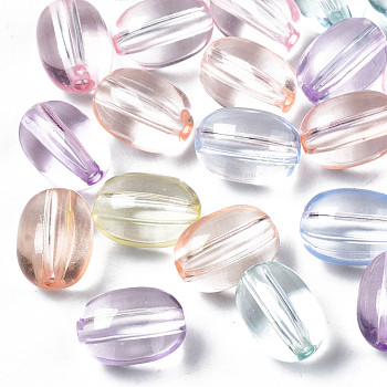 Transparent Acrylic Beads, Oval, Mixed Color, 8x10.5mm, Hole: 1.6mm, about 1300pcs/500g
