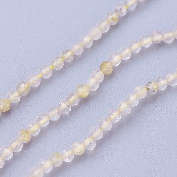 Natural Gold Rutilated Quartz Beads Strands, Faceted, Round, Lemon Chiffon, 2~2.5mm, Hole: 0.5mm, about 180~200pcs/strand, 14.5~16.1 inch(37~41cm)