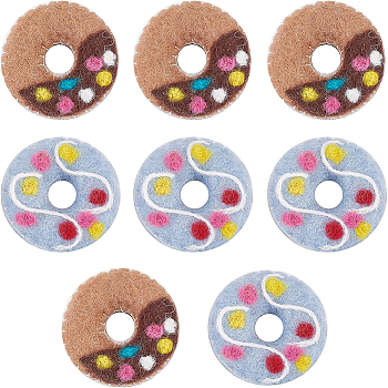 BENECREAT 8Pcs 2 Colors Felt Needle Felting Doughnut Ornaments, for Home Decoration Display, Mixed Color, 48.5~52x13~16mm, 4pcs/color