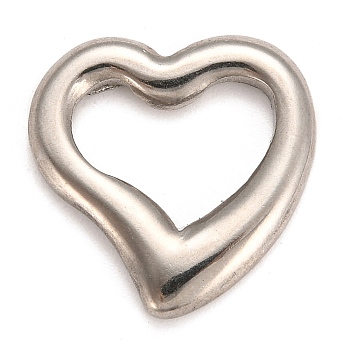 304 Stainless Steel Linking Rings, Pendants Accessories, Heart, Stainless Steel Color, 16x16x2mm