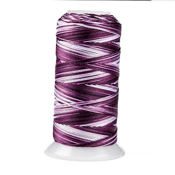 Segment Dyed Round Polyester Sewing Thread, for Hand & Machine Sewing, Tassel Embroidery, Purple, 3-Ply 0.2mm, about 1000m/roll