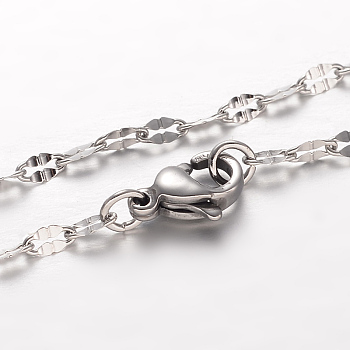304 Stainless Steel Chain Necklaces, with Lobster Claw Clasps, Stainless Steel Color, 17.7 inch(45cm)
