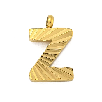 Ion Plating(IP) 304 Stainless Steel Charms, Handmade Engrave Figure, Full Polished, Golden, Letter Z, 14x9x2mm, Hole: 1.8mm