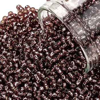 TOHO Round Seed Beads, Japanese Seed Beads, (26B) Silver Lined Medium Amethyst, 11/0, 2.2mm, Hole: 0.8mm, about 5555pcs/50g