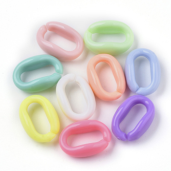 Acrylic Linking Rings, Quick Link Connectors, For Jewelry Cable Chains Making, Oval, Mixed Color, 16x11x6.5mm, Inner Diameter: 11x5mm, about 1136pcs/500g
