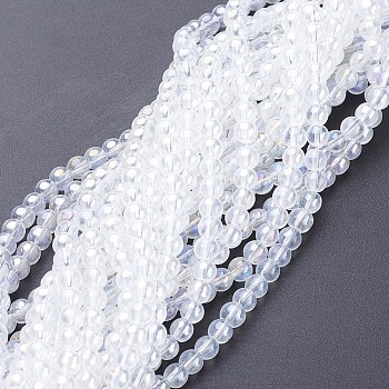 Glass Bead Strands, Round, AB Color Plated, Clear AB, 6mm, Hole: 1mm, about 50pcs/strand, 13 inch