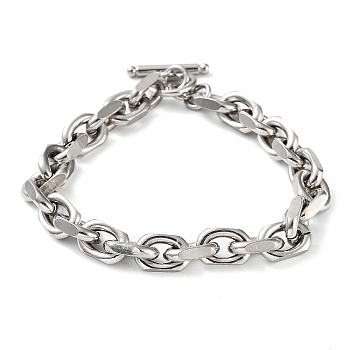 304 Stainless Steel Cable Chains Bracelets for Men & Women, Stainless Steel Color, 8-7/8 inch(22.6cm)