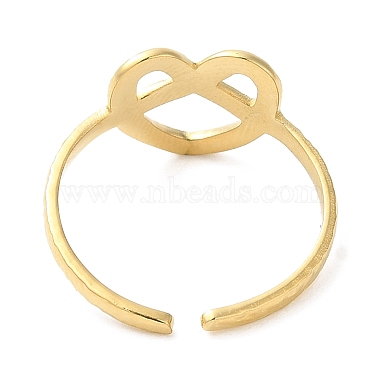 304 anillo abierto de acero inoxidable con corazón hueco para mujer(RJEW-I098-05G)-3
