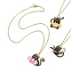 Halloween Theme Alloy Enamel Cat Pendant Necklace with 304 Stainless Steel Cable Chains(NJEW-JN04371)-1