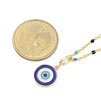 Brass Pendant Necklaces, with Resin, Real 14K Gold Plated, Evil Eye, 15.75 inch(40cm)+60mm extender, pendants: 21.5x13mm.(NJEW-R006-01G-05)