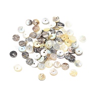 Natural Akoya Shell Flat Round Charms, Mother of Pearl Shell Charms, Seashell Color, 5.5~6x0.8~1.5mm, Hole: 1.2mm(BSHE-Z003-39A)