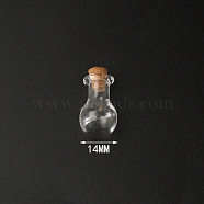 Mini High Borosilicate Glass Bottle Bead Containers, Wishing Bottle, with Cork Stopper, Round, Clear, 2.3x1.4cm(BOTT-PW0001-261K)