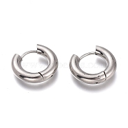 201 Stainless Steel Huggie Hoop Earrings, with 304 Stainless Steel Pin, Hypoallergenic Earrings, Ring, Stainless Steel Color, 18.5x4mm, 6 Gauge, Pin: 1mm(EJEW-O095-05-25)