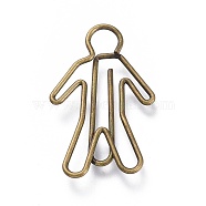 Human Shape Iron Paperclips, Cute Paper Clips, Funny Bookmark Marking Clips, Antique Bronze, 28.5x17.5x2mm(TOOL-K006-02AB)