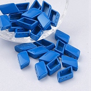 Spray Painted Alloy Multi-Strand Links, For Tile Elastic Bracelets Making, Rhombus, Blue, 14x8x4.8mm, Hole: 0.8mm(PALLOY-G268-E-045)