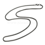 304 Stainless Steel Box Chain Necklace, Gunmetal, 23.90 inch(60.7cm), 3mm(NJEW-D046-01B)