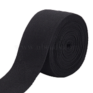 9M Cotton Ribbon, Twill Tape Ribbon, Double Herringbone Ribbon, for Carpet Decor, Flat, Black, 2 inch(50mm), about 9.84 Yards(9m)/Bag(OCOR-BC0005-32)