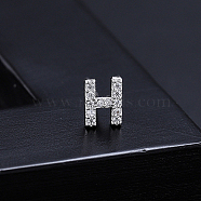 Platinum Brass Micro Pave Cubic Zirconia Stud Earrings, Initial Letter, Letter H, No Size(XI6969-8)