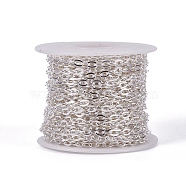 Iron Cable Chains, Unwelded, Flat Oval, Cadmium Free & Lead Free, Silver Color Plated, 5x3.3x0.9mm(X-CH-0.9PYSZ-S)