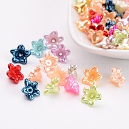 Imitated Pearl Acrylic Beads, Dyed, Flower, 10x5mm, Hole: 1mm(X-PL129Y)