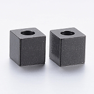 304 Stainless Steel Beads, Cube, Electrophoresis Black, 6x6x6mm, Hole: 3mm(X-STAS-H452-02B)