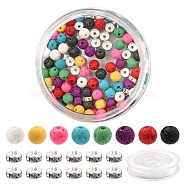 DIY Essential Oil Gemstone Bracelet Making Kit, Including Natural & Synthetic Lava Rock & Brass Rhinestone Beads, Elastic Thread, Mixed Color, Beads: 110Pcs/box(DIY-YW0005-96)