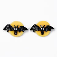 Resin Cabochons, Halloween Theme, Opaque, Bat, Yellow, Black, 19.5x30.5x7mm(RESI-R429-22)