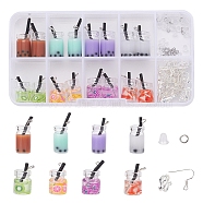 DIY 8Pairs Summer Style Earring Kits, Including Glass Bottle Pendants, Iron Earring Hooks, 304 Stainless Steel Jump Rings, Brass Clip-on Earring, Mixed Color, 27x12x10mm, Hole: 1.8mm(DIY-YW0001-85)