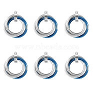 201 Stainless Steel Interlocking Ring Pendants, with Crystal Rhinestone, Blue & Stainless Steel Color, 27mm, 6pcs/box(STAS-SZ0002-61D)