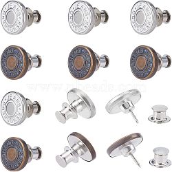 Nbeads 12 Sets 2 Style Iron & Zinc Alloy Button Pins for Jeans, Garment Accessories, Flat Round, Platinum, 6 sets/style(BUTT-NB0001-39)