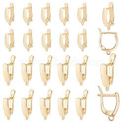 Elite 24Pcs 2 Style Brass Hoop Earring Findings, with Latch Back Closure and Horizontal Loops, Real 18K Gold Plated, 16.5~19.5x11x2.5~3.5mm, Hole: 1mm, Pin: 1mm, 12Pcs/style(FIND-PH0008-64)