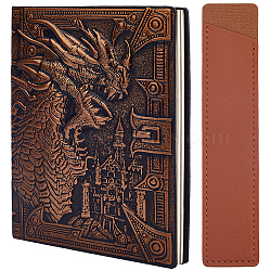1 Book A5 3D Embossed PU Leather Notebook, with Paper Inside, for School Office Supplies, 1Pc PU Leather Single Pen Holder Case, Dragon, Notebook: 213x145x17.5~21mm, Pen Case: 167x35x2.5mm(AJEW-CP0005-98C)