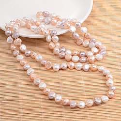 Natural Pearl Nuggets Beaded Necklace, Colorful, 62.9 inch(NJEW-P126-B-01C-01)