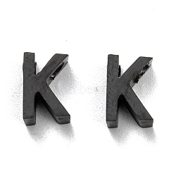 304 Stainless Steel Charms, Alphabet, Electrophoresis Black, Letter.K, 8x5x3mm, Hole: 1.8mm(STAS-K216-41K-EB)