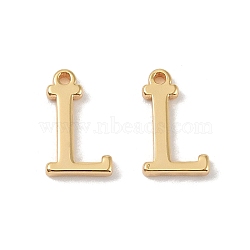 Brass Pendants, Real 18K Gold Plated, Letter L, 9.5x6x1.3mm, Hole: 0.8mm(KK-R164-01L-G)