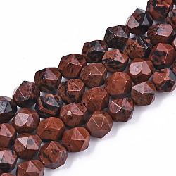 Natural Mahogany Obsidian Beads Strands, Star Cut Round Beads, Faceted, 8x8mm, Hole: 1mm, about 45~46pcs/strand, 14.96 inch(38cm)(G-S368-013B)