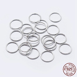 Rhodium Plated 925 Sterling Silver Round Rings, Soldered Jump Rings, Closed Jump Rings, Platinum, 19 Gauge, 5x0.9mm, Inner Diameter: 3mm(STER-F036-03P-0.9x5)