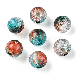 Transparent Crackle Acrylic Beads, Round, Dark Turquoise, 8x7.5mm, Hole: 1.8mm, about 1700pc/500g(CACR-N002-14A)